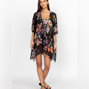 Women's‎ Johnny Was Black Butterfly Kimono Swim Cover Up Size S/M